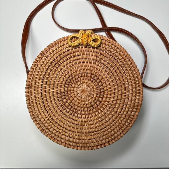 Rattan Round Canteen Crossbody Boho Handbag Purse‎ - Picture 2 of 6